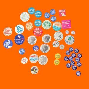 Vintage Political Campaign Pin Collection - Obama 08 Jesse Jackson 84 Impeach Re